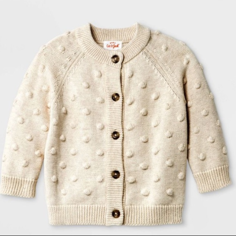 Cat and Jack knit bubble cardigan beige cream color size 12